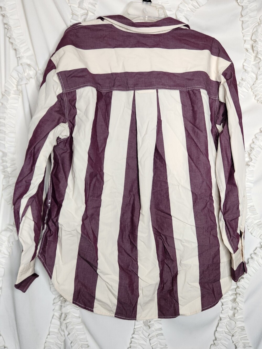 J. Crew Etienne Oversized Shirt Striped Cotton Poplin Sz Medium - Picture 3 of 6